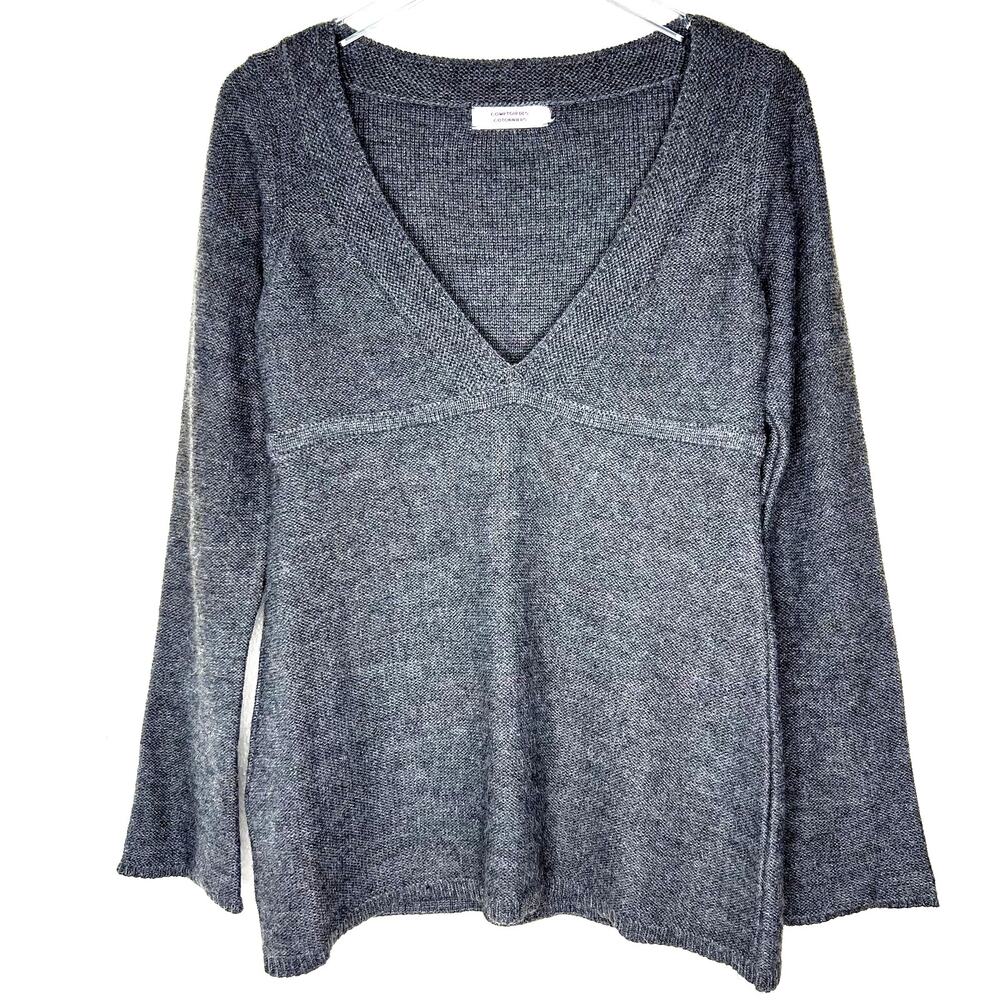 Comptoir des Cotonniers V-Neck Tunic Sweater Gray Natural Fiber Blend Small